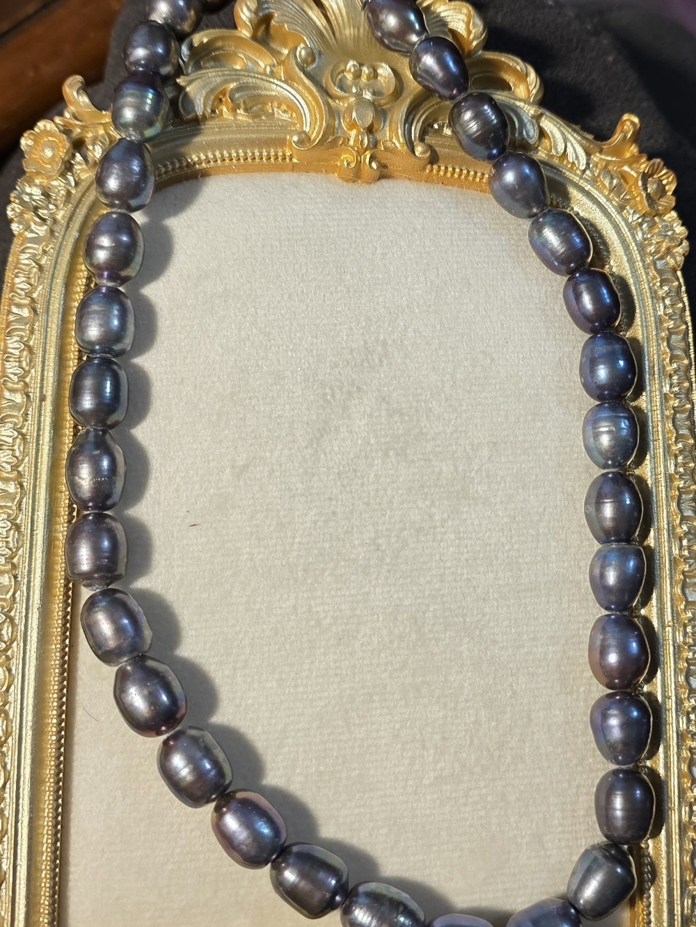 Black Pearlescent Pearl Necklace - Elegant Women’s Jewelry